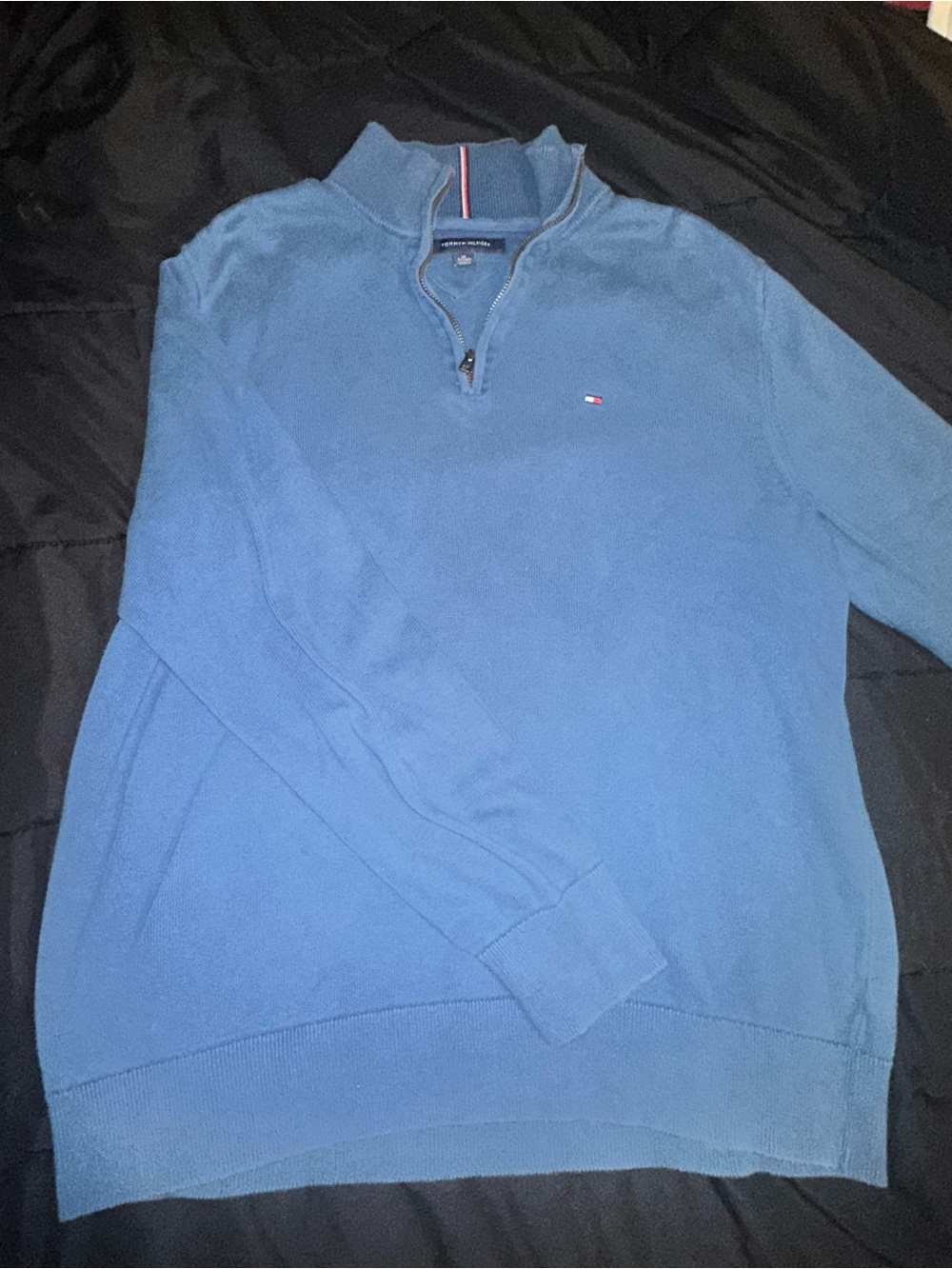 Tommy Hilfiger Men's Light Blue Half-Zip Knit Sweater